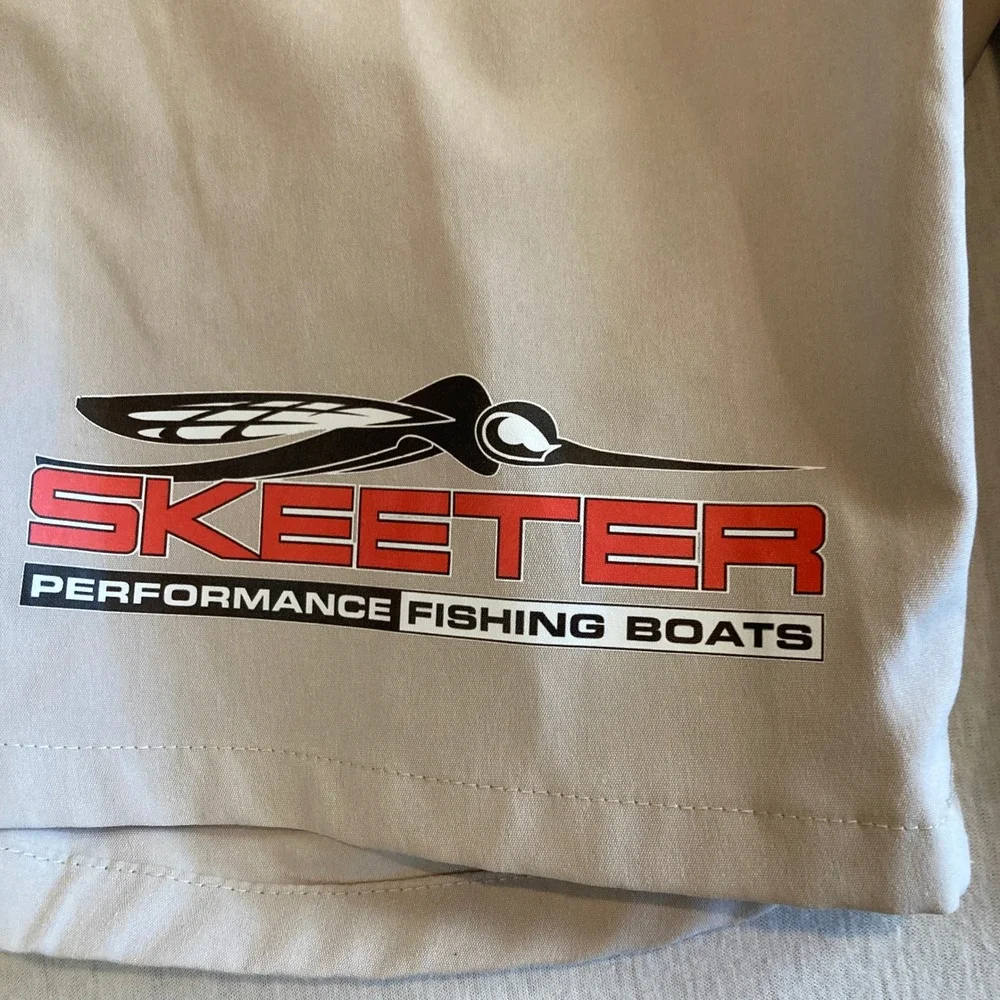 Skeeter Fishing Boats Shorts Mens XL Tan Zip Cargo Pocket Bass USA Lightweight